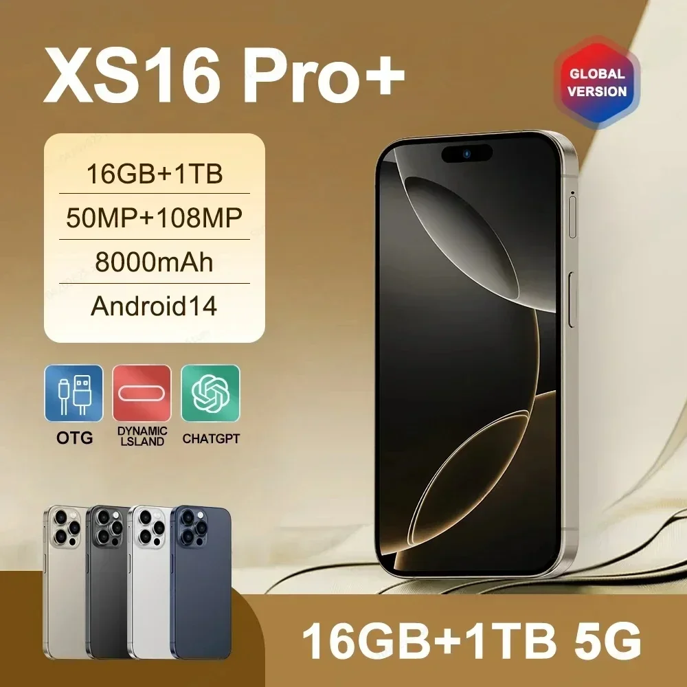 

Original For Brand New XS16 Pro+ Smartphone 7.3 inch Full Screen 4G 5G Cell Phone 7800mAh Mobile Phones Global Version 16GB 1TB