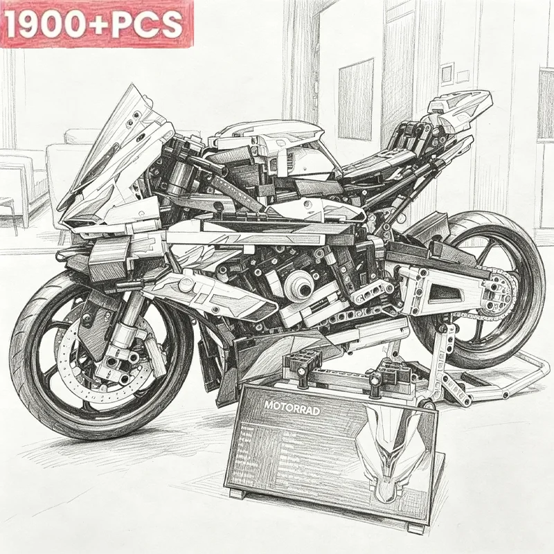 Model Kit Anubis - 1920 قطعة من مكعبات بناء الدراجات