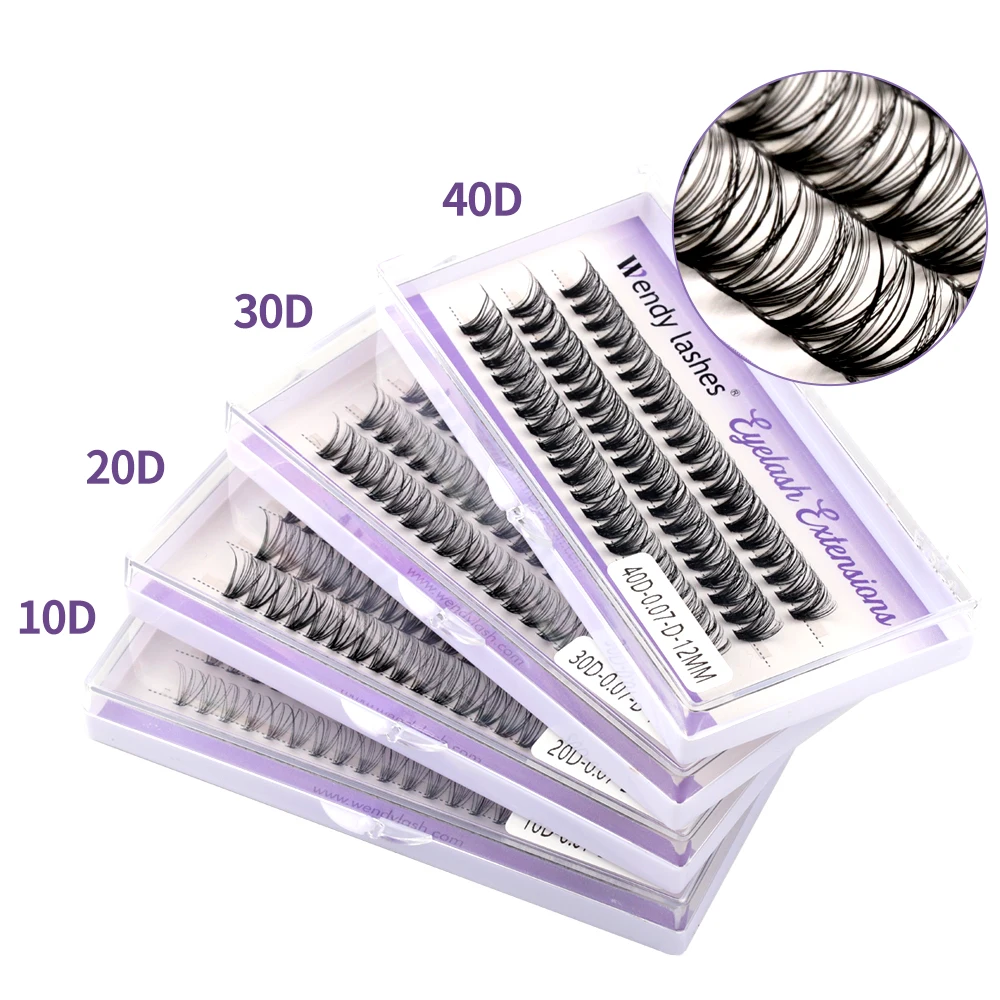 Wendy Lashes 10Pcs/Lot Cluster Lashes 3 Rows 30D/40D Faux Eyelash Curl C/D Mink Strip Eyelashes Natural Eyelashes DIY Wholesale