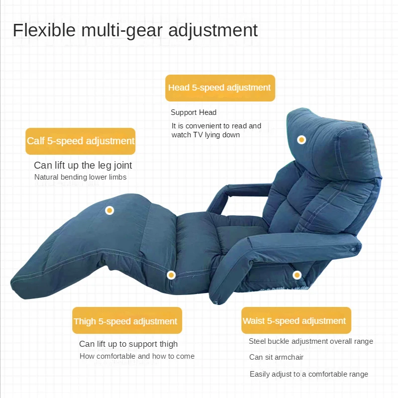 Technology Cloth Multi-block Adjustment Folding Tatami Lazy Sofa Recliner Floor Sofa Chair Ergonomic Waterproof and Antifouling