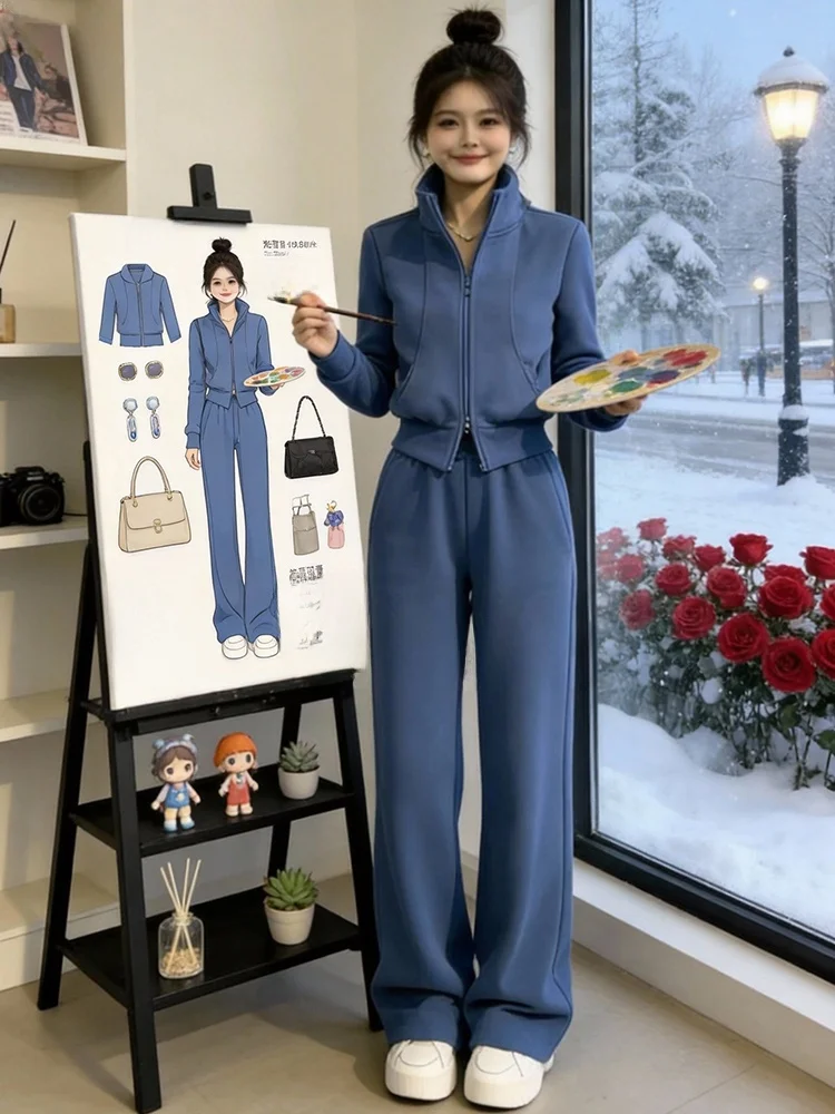 

Salt Series Casual Sportswear Set Women's Short Top Wide Leg Pants Two Piece Suite Spring 2026 Fashionable Stylish New Arrival