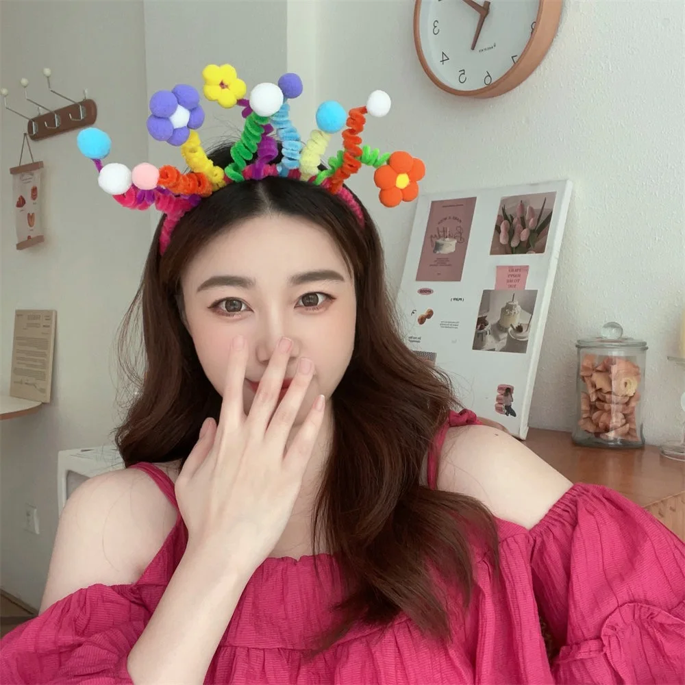 Korean three-dimensional cute leopard print antlers hairband face wash mask fashionable simple hairband hair accessories