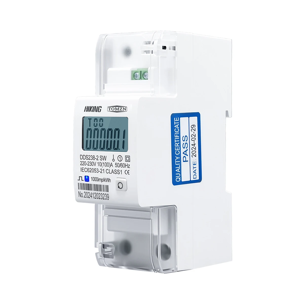TOMZN 65A 100A 230V 50Hz 60Hz Voltage Current Positive Reverse Active Reactive Power Single Phase kWh Watt Hour Energy Meter