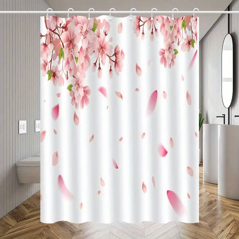 

Цельная летняя свежая розовая персиковая занавеска для душа, полиэфирная ткань, можно стирать в машине, подходит для украшения ванной комнаты