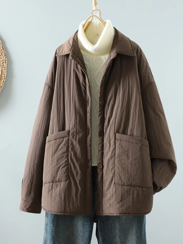 

Casual Lightweight Collared Cotton Jaet Women's Winter Thiened Warm irt Sle Loose Fit Cotton Coat with Cotton