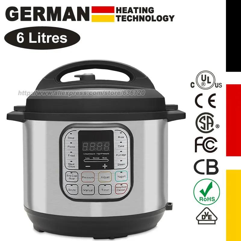 طنجرة ضغط قابلة للبرمجة متعددة الاستخدام 7 في 1، طباخ بطيء، طباخ أرز، قدر بخاري، Sauté، صانع زبادي وتدفئة، 6 كوارت