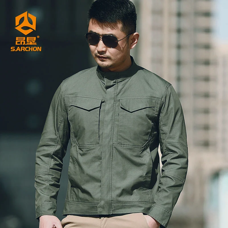 Men's Spring and Autumn Tactical Jacket Waterproof and Stain-resistant Multi Pocket Scratch Resistant Leisure Cargo Jacket