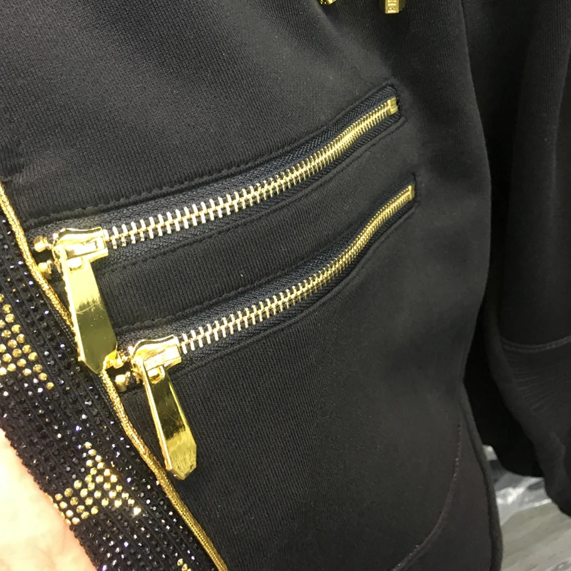 2023 Men\'s Suit 100% Cotton King of Fighters Gold Letters Diamond Embroidery 2 Piece Sweater Pants Italian Fashion High Quality