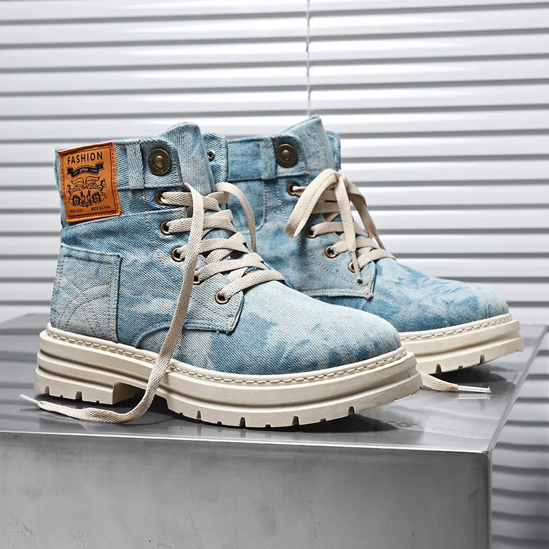 Spring High Top Mens Shoes 2026 Fashion Canvas Sneakers Plus Size Versatile Casual Shoes for Men New British Style Tooling Boots - view 6