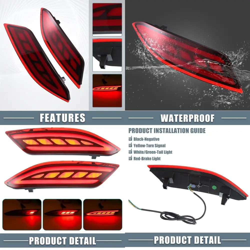 

Honda HR-V 2015-2021 Светодиодный отражатель заднего бампера Противотуманные стоп-сигналы поворота — красные и желтые линзы (набор из 2 шт.)