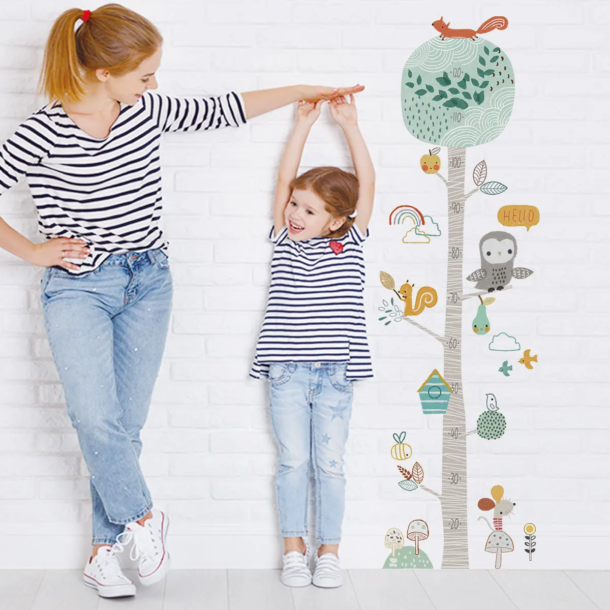 Cartoon Animals Height Measure Wall Sticker Dinosaur Wallpaper For Kids Room Nursery Child Growth Ruler Growth Chart