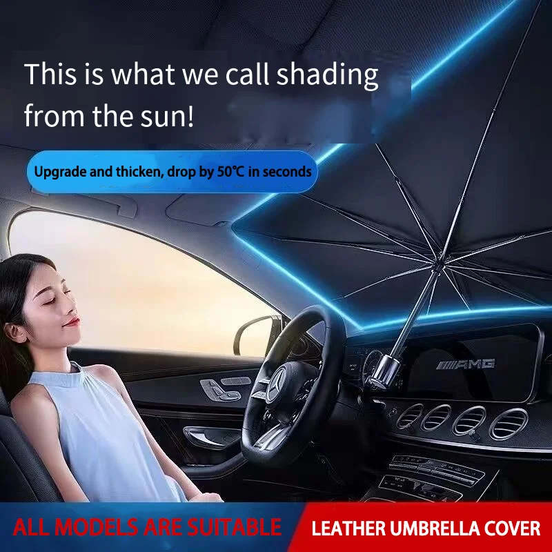 Car parasol inside the front windshield sunscreen sunshade artifact car sunscreen insulation sunshade portable storage image 3