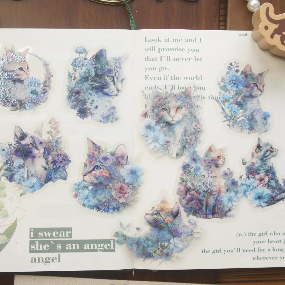 

10pcs Furry Cat Love Flower Style Paper Sticker Scrapbooking DIY Gift Decoration Tag