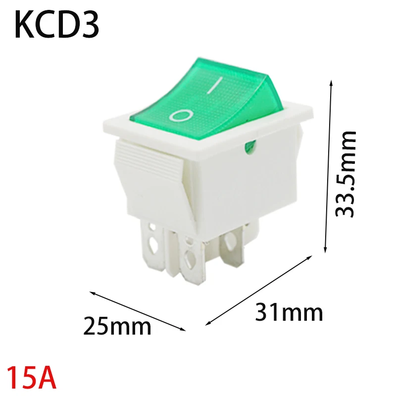 KCD4 Illuminated Rocker Switch 2-Position ON/OFF 4-Pin 15A 250VAC 20A 125VAC - White Base Power Switch for Electrical Equipment,