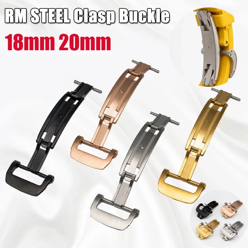 18mm 20mm 22mm RM Clasp Buckle For Apple Watch Gramin Galaxy Watch 3 4 5 Pro For HUWAWEI GT2 3 Pro Rubber Strap Butterfly Buckle