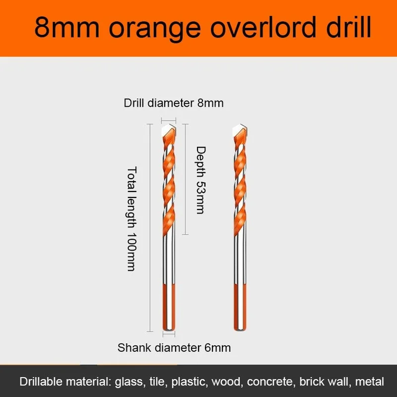 6-8mm Hreaded Triangle Tungsten Steel Wall Tile Concrete Drilling Bit Household Marble Overlord Drill Hand Electric Drill