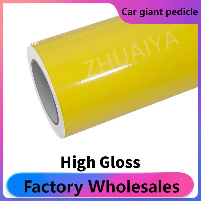 ZHUAIYA Gloss yellow Vinyl Wrap film wrapping film bright 1.52*18m roll quality Warranty covering film voiture