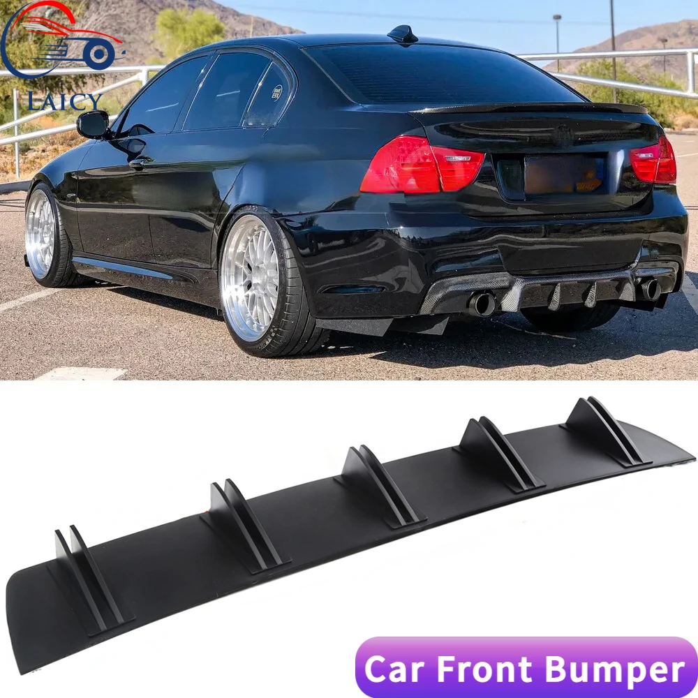 LAICY For E90 E92 F30 F10 G30 Car Rear Diffuser Shark Fins Bumper Splitter Chin Spoiler Lip Matte Black Shunt Rear Bumper Lip