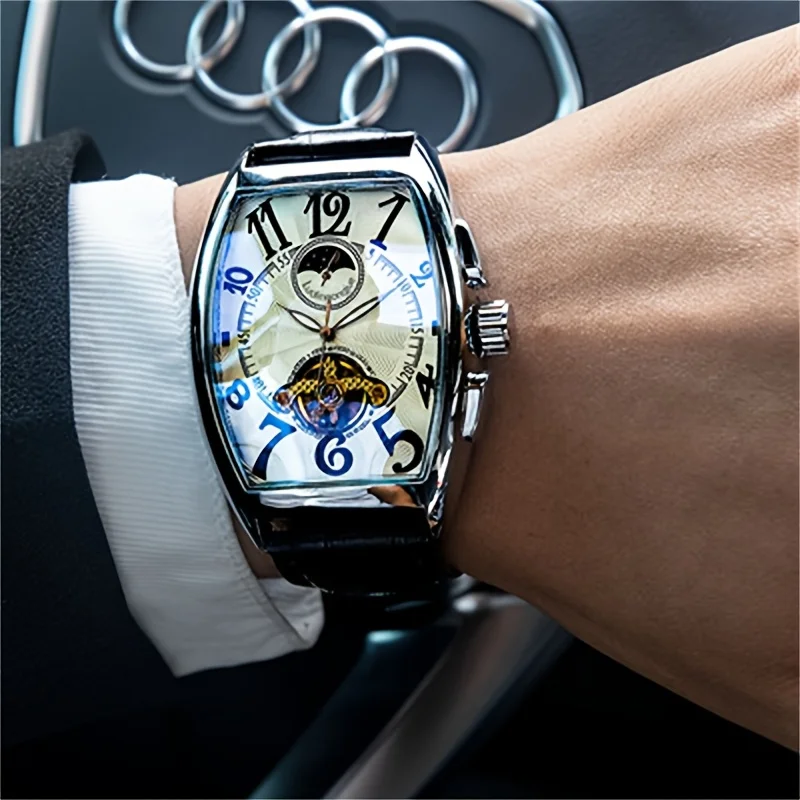 Montre de luxe haut de gamme pour homme, montre mécanique entièrement automatique avec design ajouré, montre-bracelet pour homme tendance, polyvalente, élégante et chic, idéale pour les occasions prof