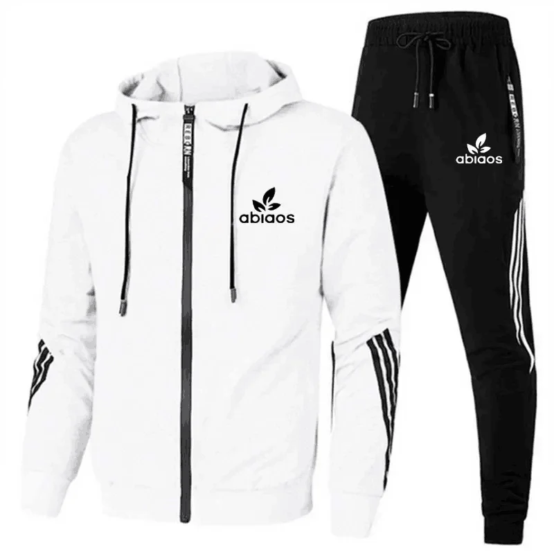 Autumn Fashion Men Clothing Casual Set Gym Fitness Jogging Sportswear Sets Men Zipper Hoodie+Pants 2 Piece Set