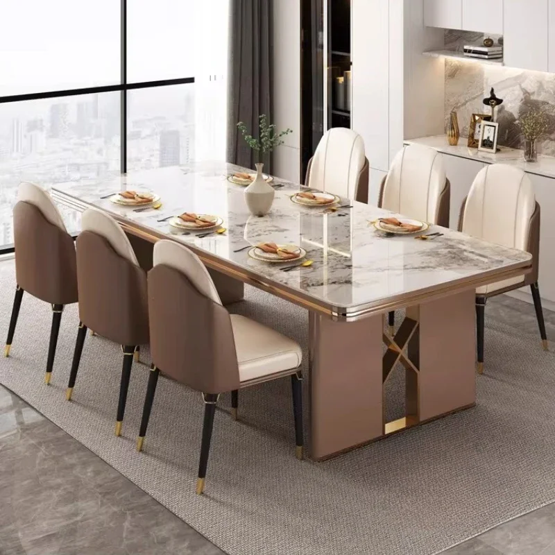New Marble Side Dining Table Kitchen Lounge Service Extending Chairs Dining Table Salon Conference Mesas De Jantar Home Furnitur