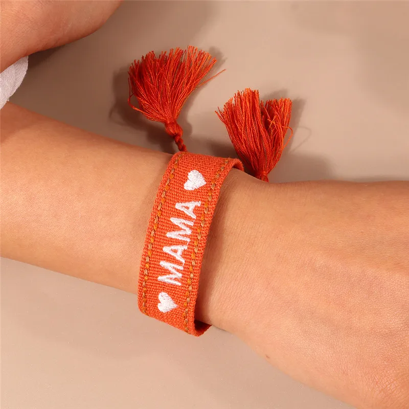 New Boho Adjustable Woven Rope Bracelets Bangle Embroidery Braided Tassel Best Mom Mama Bracelets for Mother\'s Day Jewelry Gifts