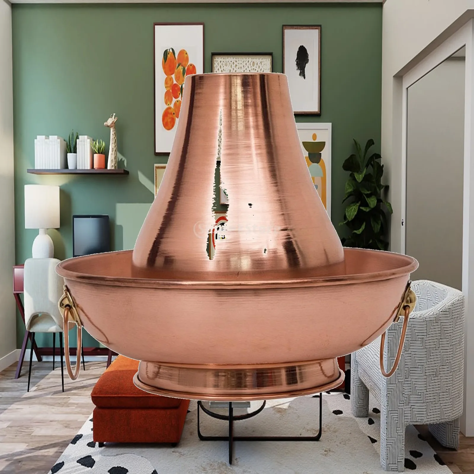 Traditional Copper Hot Pot Vintage Chimney Hot Pot Thick Cookware Polished for