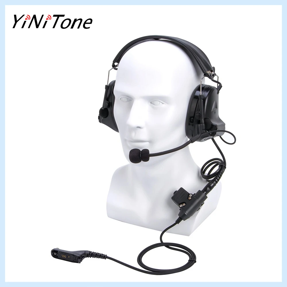 

Black Aviation Pilot Headset Microphone Noise Reduction Hearing Protection Shooting Headphone U94 PTT For Motorola XiR P8268 826