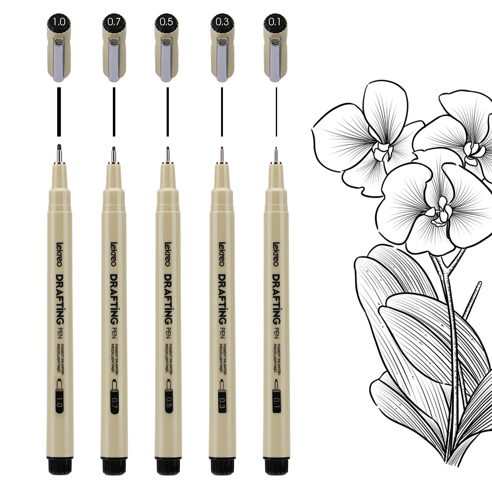 Lekreo 12-formaat micron Fineliner-pennen - Archival zwarte inktpen - pennen voor schrijven, tekenen of Bullet Journaling