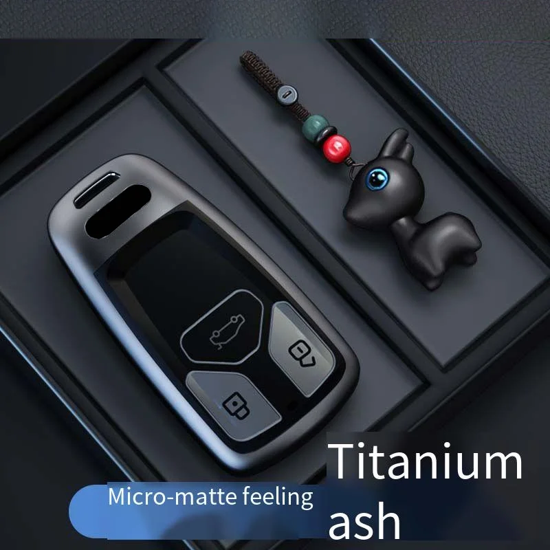 

New Titanium Gray for Audi A1 A3 8v A4 B9 A5 A6 C7 Q3 Q5 Q7tt Remote Smart Auto Car Key Case Cover Holder Fob Bag Accessories