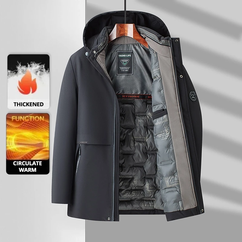 Top Grade Thick Fashion Casual Designer Outerwear Hooded Winter Warm Parka Coat Mens Newest Jacket Windbreaker Mens Clothes - Image 5