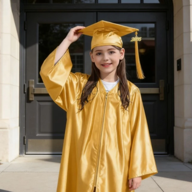 

Детская академическая мантия в американском стиле для выпускников детского сада, вязаный одинарный халат, докторская мантия