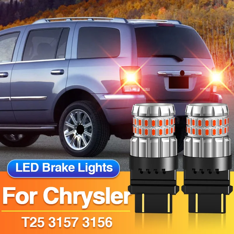 

2 шт. T25 3157 светодиодный стоп-сигнал 3156 задняя лампа для Chrysler Sebring/Voyager/PT Cruiser/300M/300/Concorde/Intrepid, P27/7W красная лампа