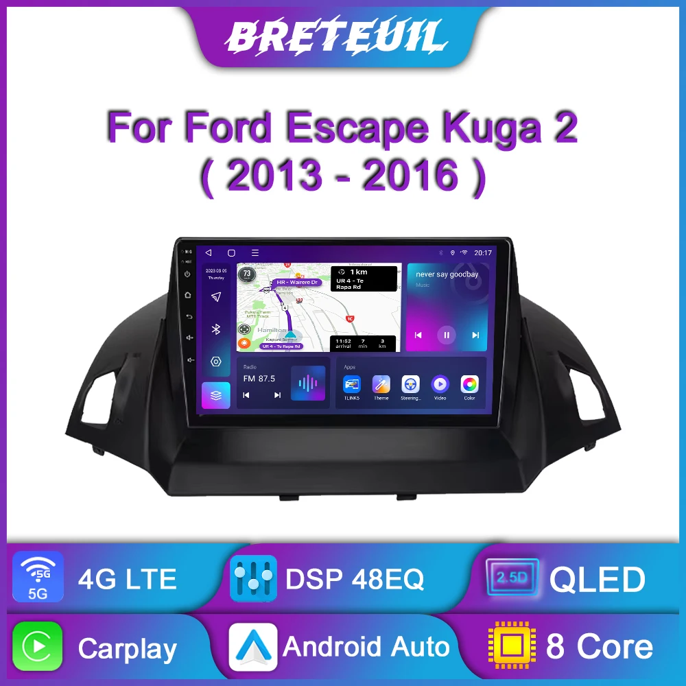 For Ford Escape Kuga 2 C-MAX 2013-2016 Android Car Radio Multimedia Video Player Navigation GPS Carplay Touch Screen Auto Stereo