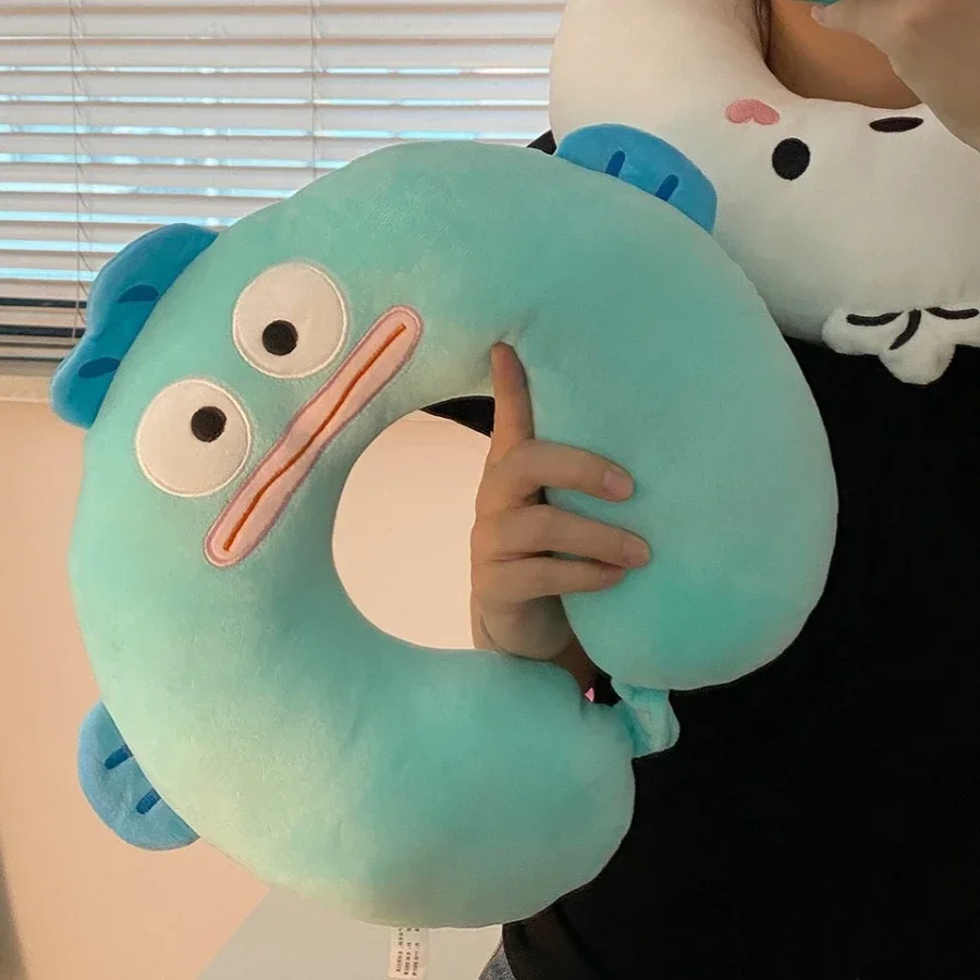 Cinnamoroll Pochacco Hangyodon Kawaii U-shaped Pillow Plush Neck Cushion Office Students Sleeping Portable Travel Pillows