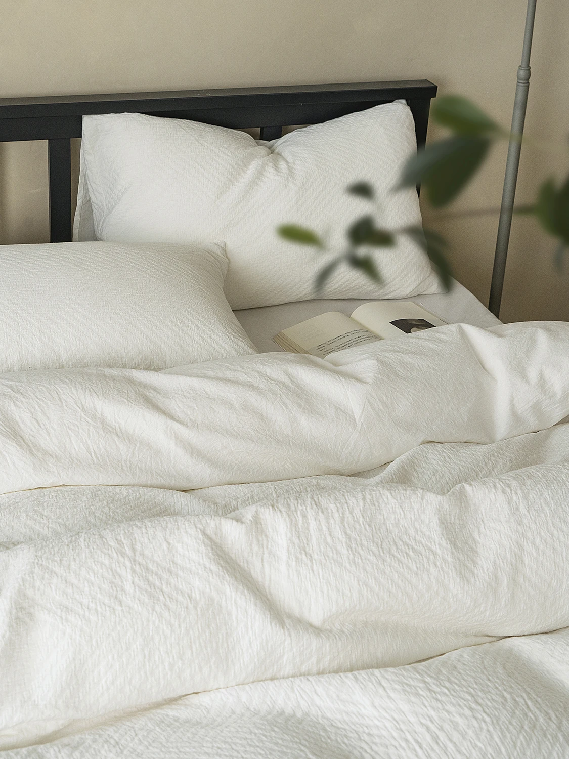 YAKEHOME Japanese Style Pure Cotton Bedding Set Class a Unbleached White Four-Piece Suite for Homestay Warm Retention Function
