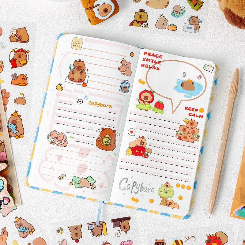 6 pcs guinea pig theme Stickers Decorative collage Diary Scrapbooking Junk Journal Supplies Planner Collage material