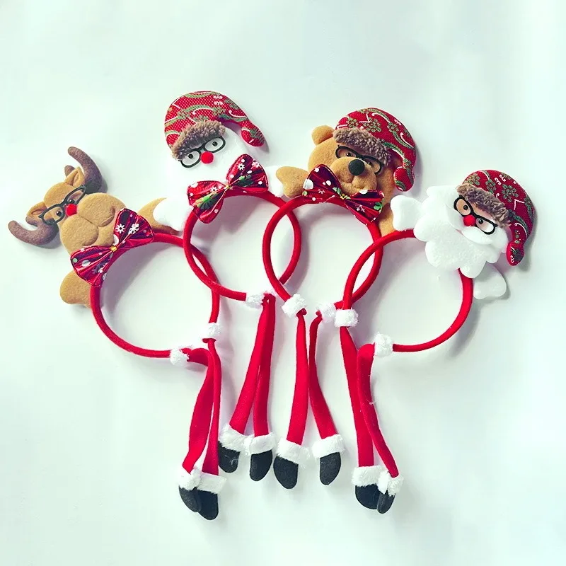 

Funny Long Leg Santa Claus Headband Merry Christmas Snowman Elk Bear Xmas Photo Props Noel 2025 Merry Christmas Decor Gift