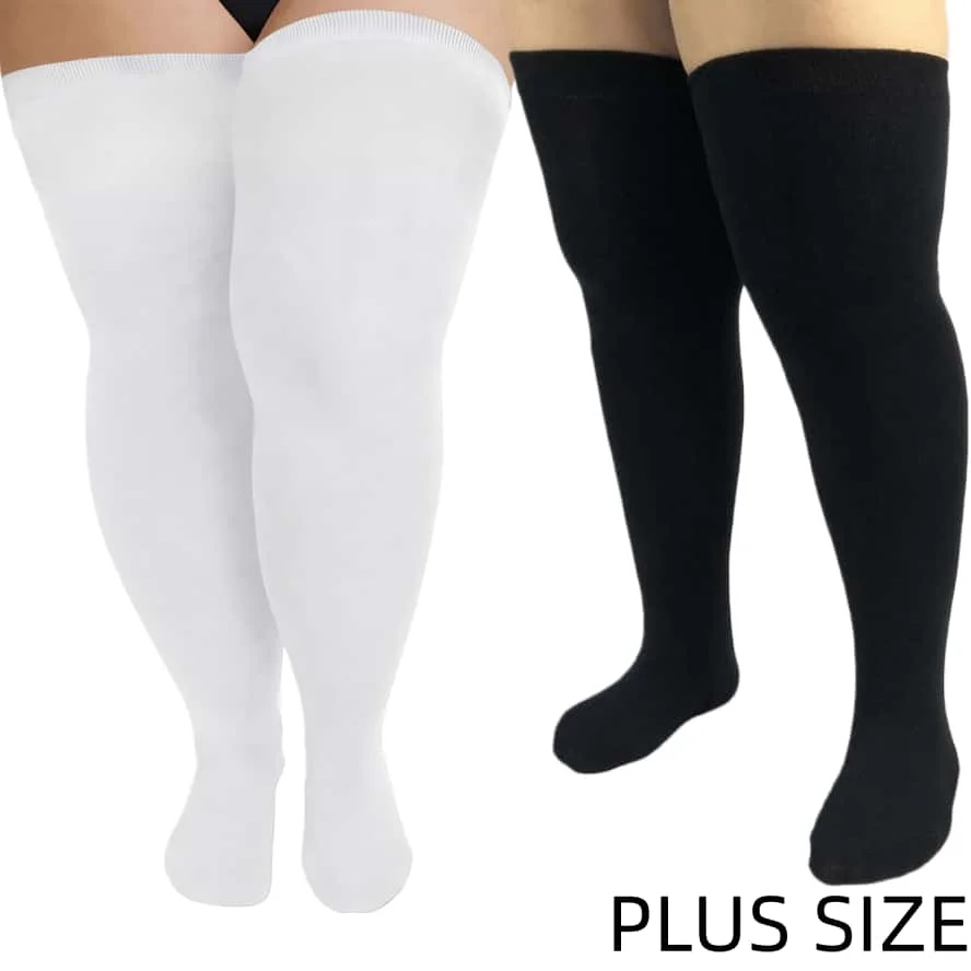 FREEAUCE Duże, plus size, dziewczęce podkolanówki w paski, czarne pończochy damskie za kolano, długie skarpety, ocieplacze na nogi 5XL dla kobiet o dużych rozmiarach — zdjęcie 3