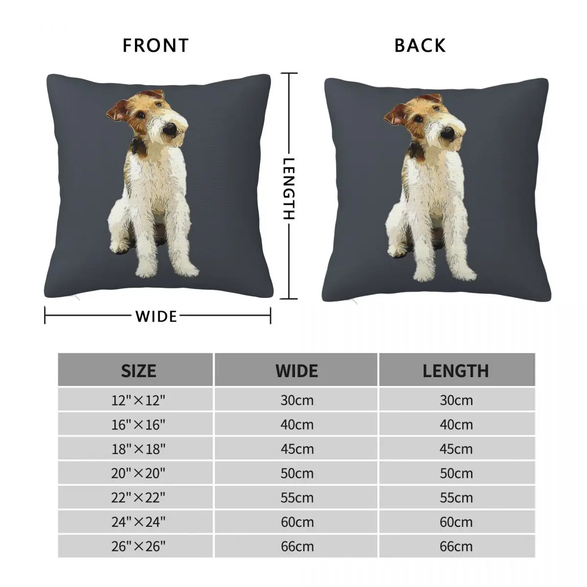 Wire Fox Terrier Head Tilt Square Pillowcase Polyester Linen Velvet Printed Zip Decorative Pillow Case Bed Cushion Cover