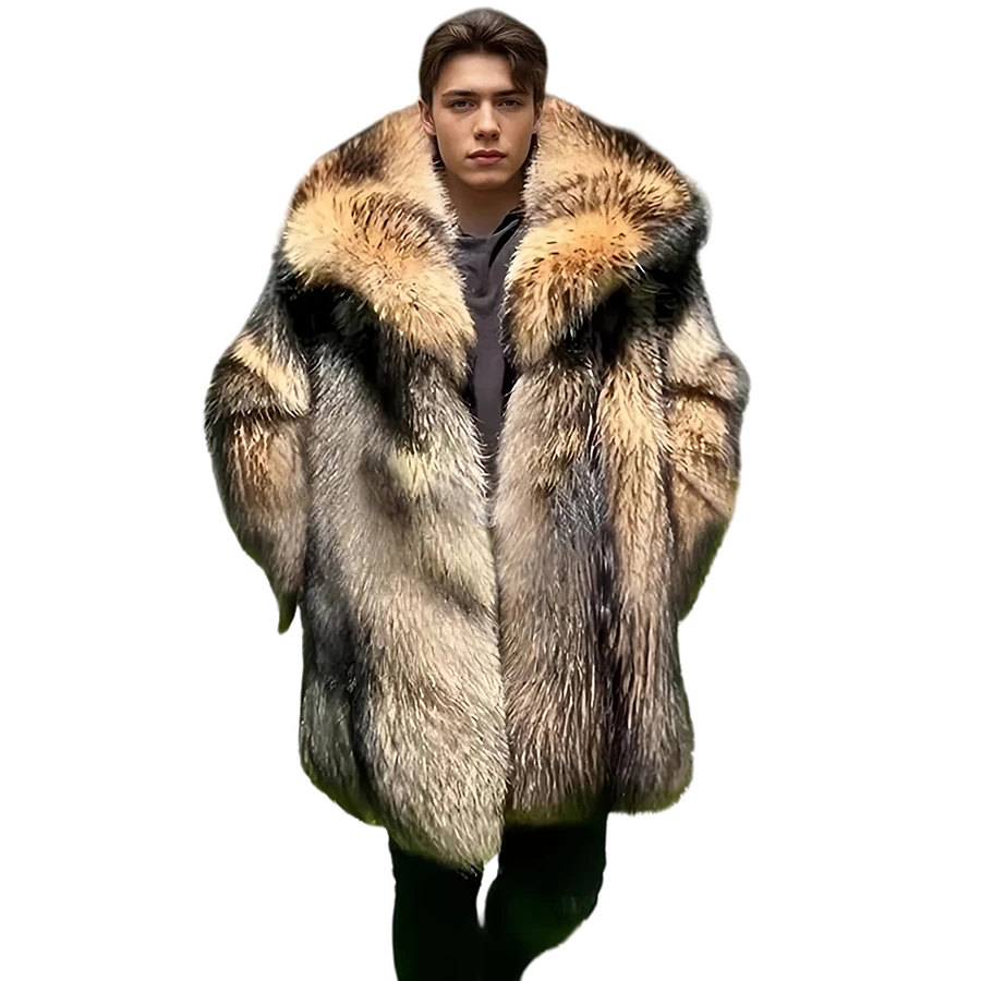 

Fur Coat Mens Raccoon Fur Coat Real Raccoon Fur Coat Mid-length Luxury Winter Men's Coat 2024 Hot Selling