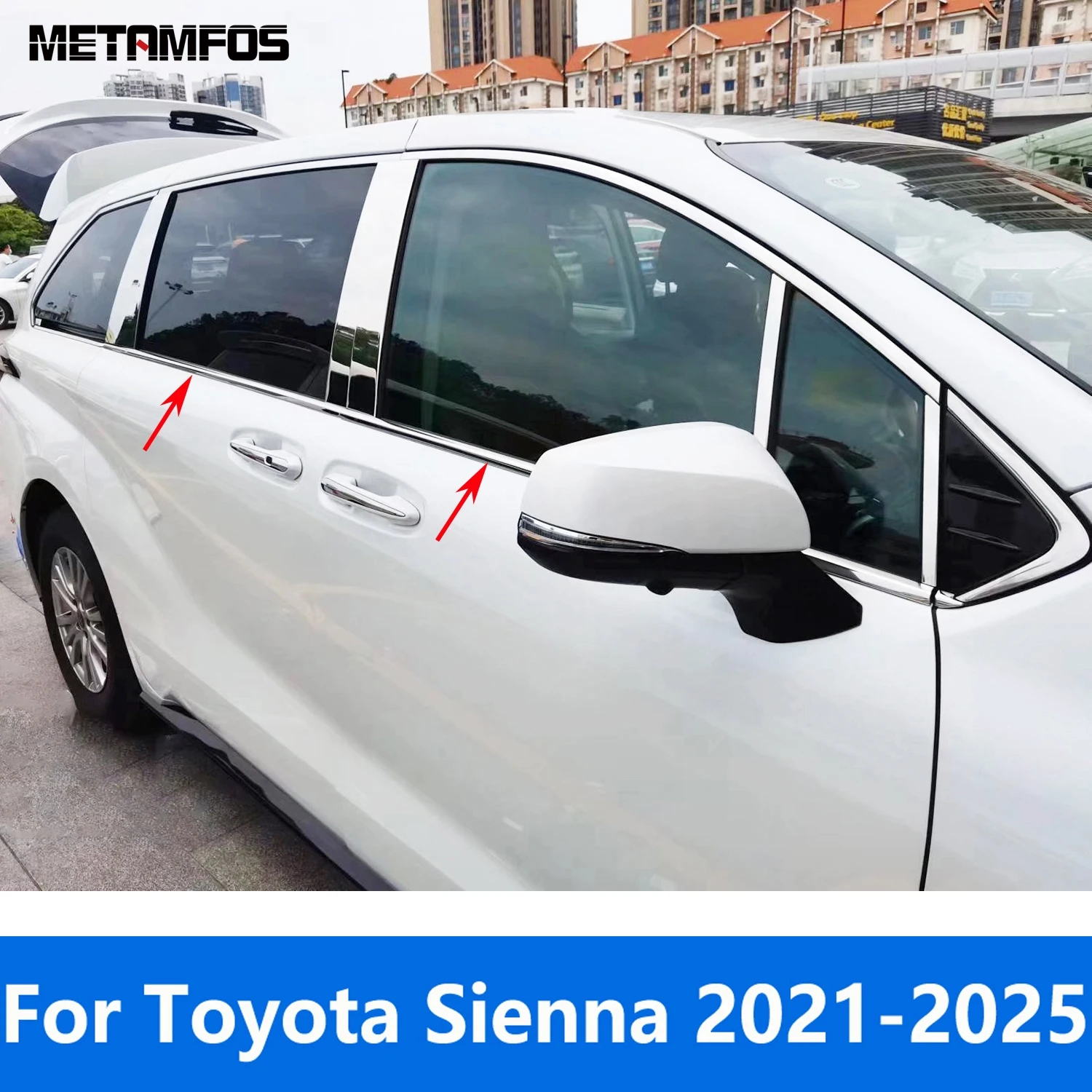 

Внешние аксессуары для Toyota Sienna 2021 2022 2023 2024 2025, нижняя оконная рама из нержавеющей стали, наклейка на порог, Стайлинг автомобиля