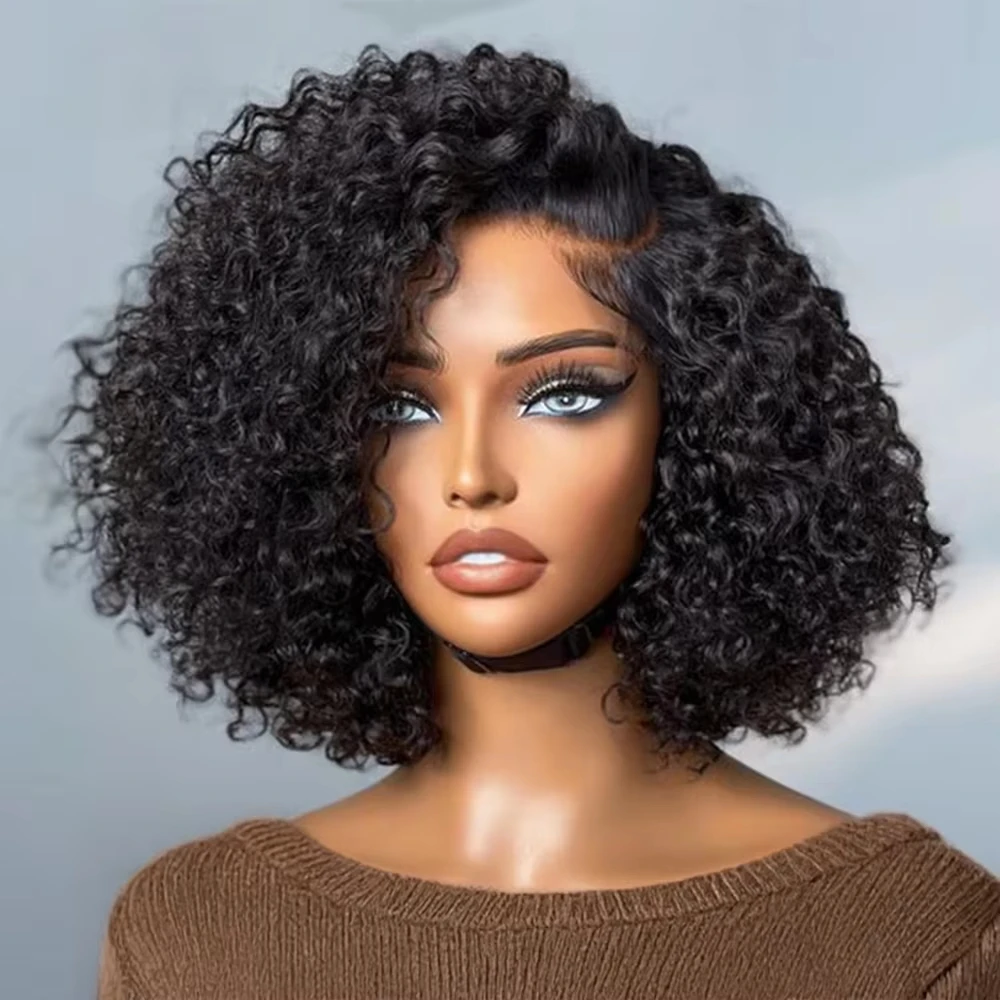 

Short Water Curly Bob Wig Human Hair 100% 6X4 Glueless Ready To Wear And Go Glueless Wigs 6x4 Deep Wave Frontal Wigs For Women