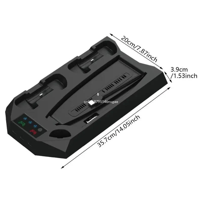 Multifunktionaler Konsolen-Kühlständer mit integrierter Ladestation für zwei Controller und Headset-Halter. Neues Dropship