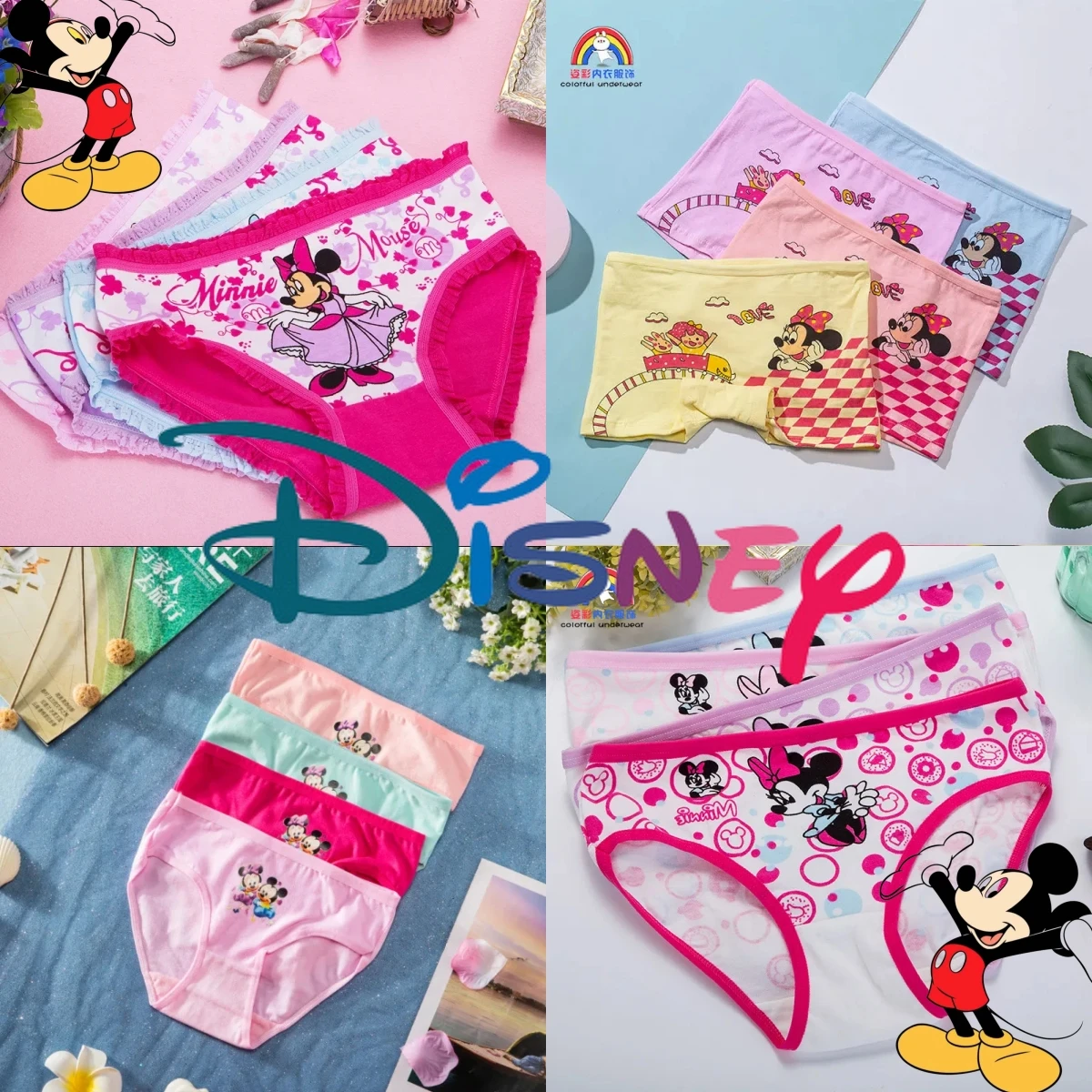 

4pcs Disney Minnie Girls Panties Color New Girl Triangle Underwear Cartoon Children Knickers Underpants Kids Boxers Brief