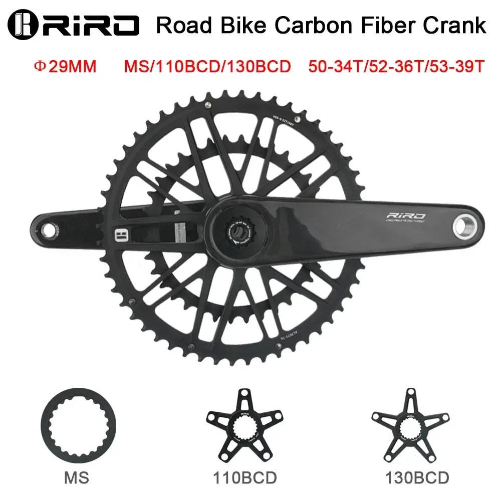 Carbon Fiber cranks 165mm 170MM 172.5MM Road Bike Crank MS Direct Mount 29MM 110/130BCD Bicycle Crankset 50-34 52-36 53-39T