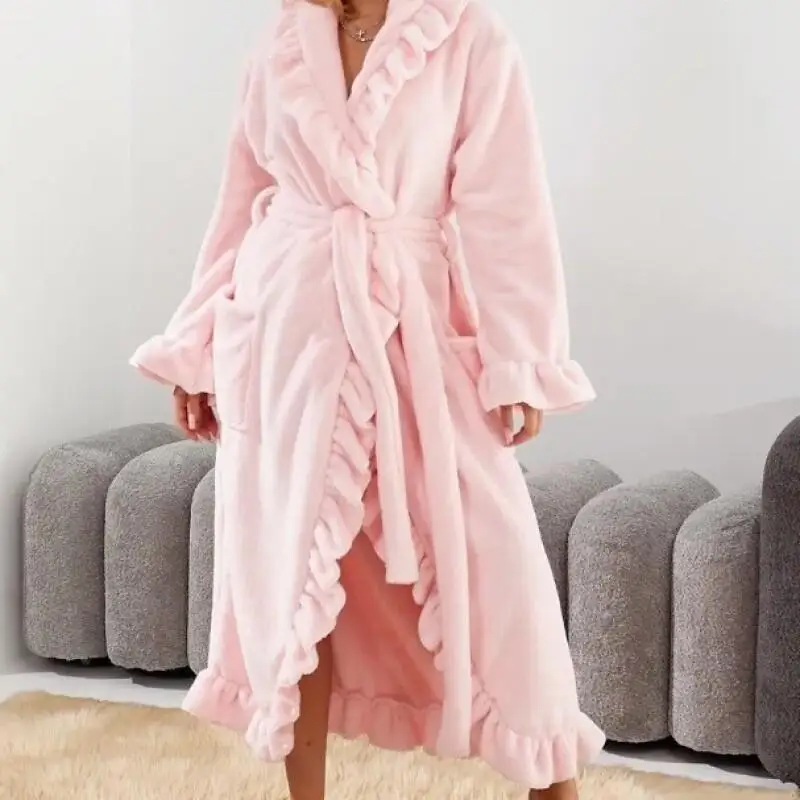 

Women's Pajama Set Comfortable Sleepwear Long Warm Robe Winter Fleece Bathrobe Homewear Loungewear Cozy Thick Cute Autumn Winter