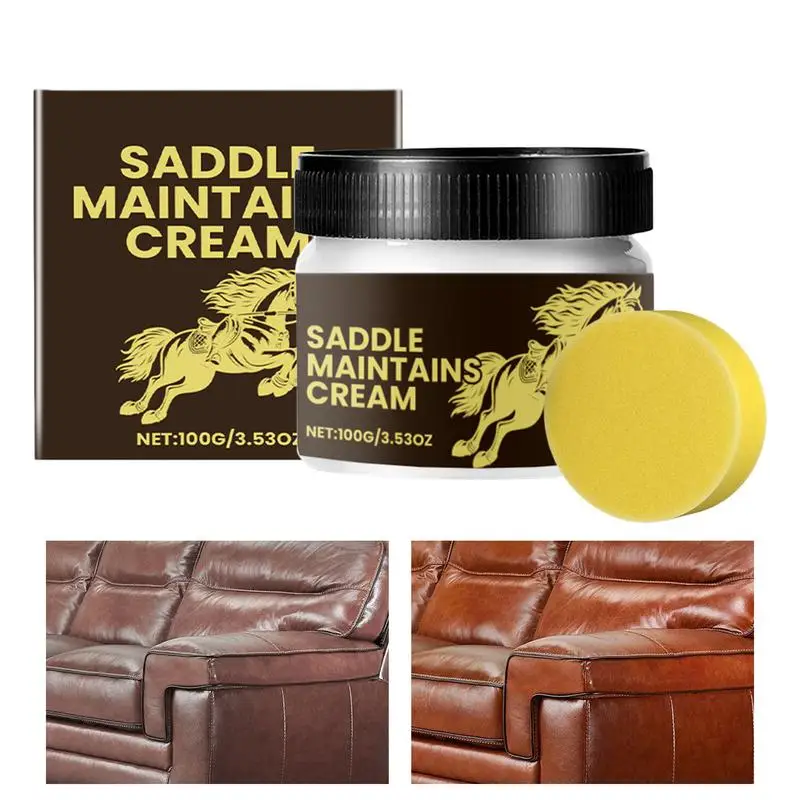 Saddle Butter For Leather 100g Leather Protector Softener Cream Saddle Preservative Balm With Applicator Sponge For Saddles