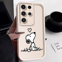 Snoopy Cute Cartoon Fall Shockproof Case For Samsung Galaxy S24 S23 Ultra S22 S21 Plus FE A55 A54 A53 A52 Soft TPU Cover WK285