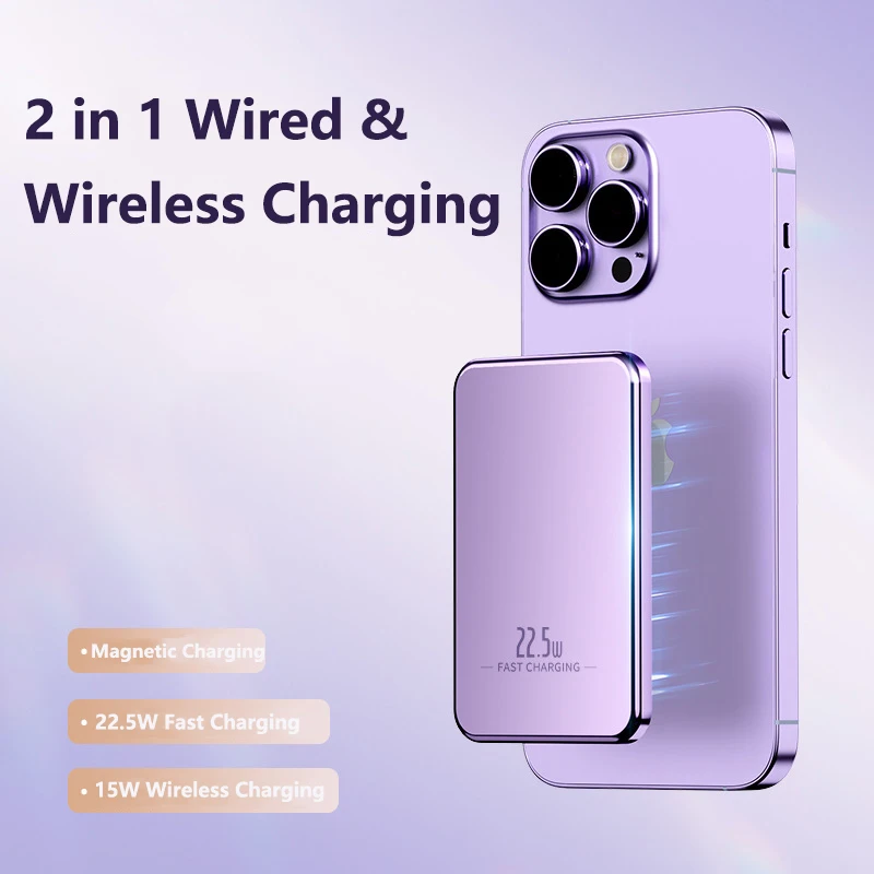 

10000mAh Magsafe Power Bank 15W Magnetic Wireless Portable Charger for iPhone 16 15 Xiaomi Samsung 22.5W Fast Charging Powerbank